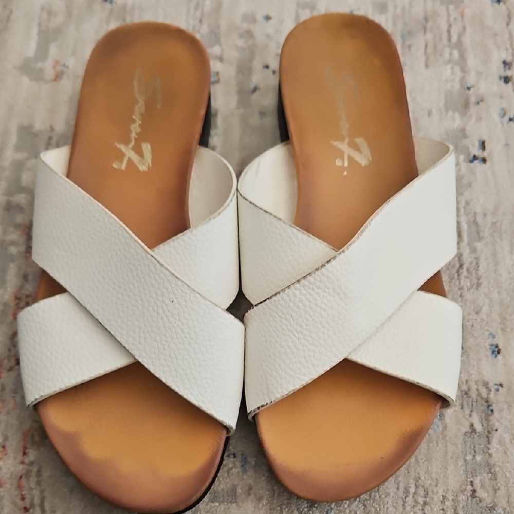 White Minimalist Sandals with Wide Straps